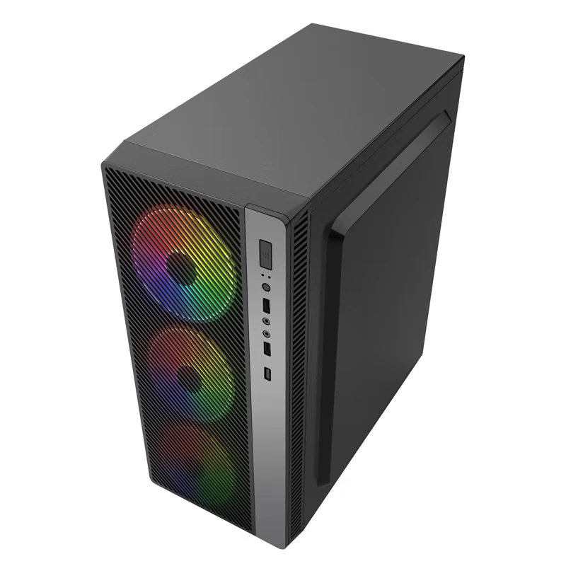 Lovingcool Hot Sales ATX/M-ATX Computer Case PC With Tempering Glass Computer Cases With Striped Face Plate in Fashion