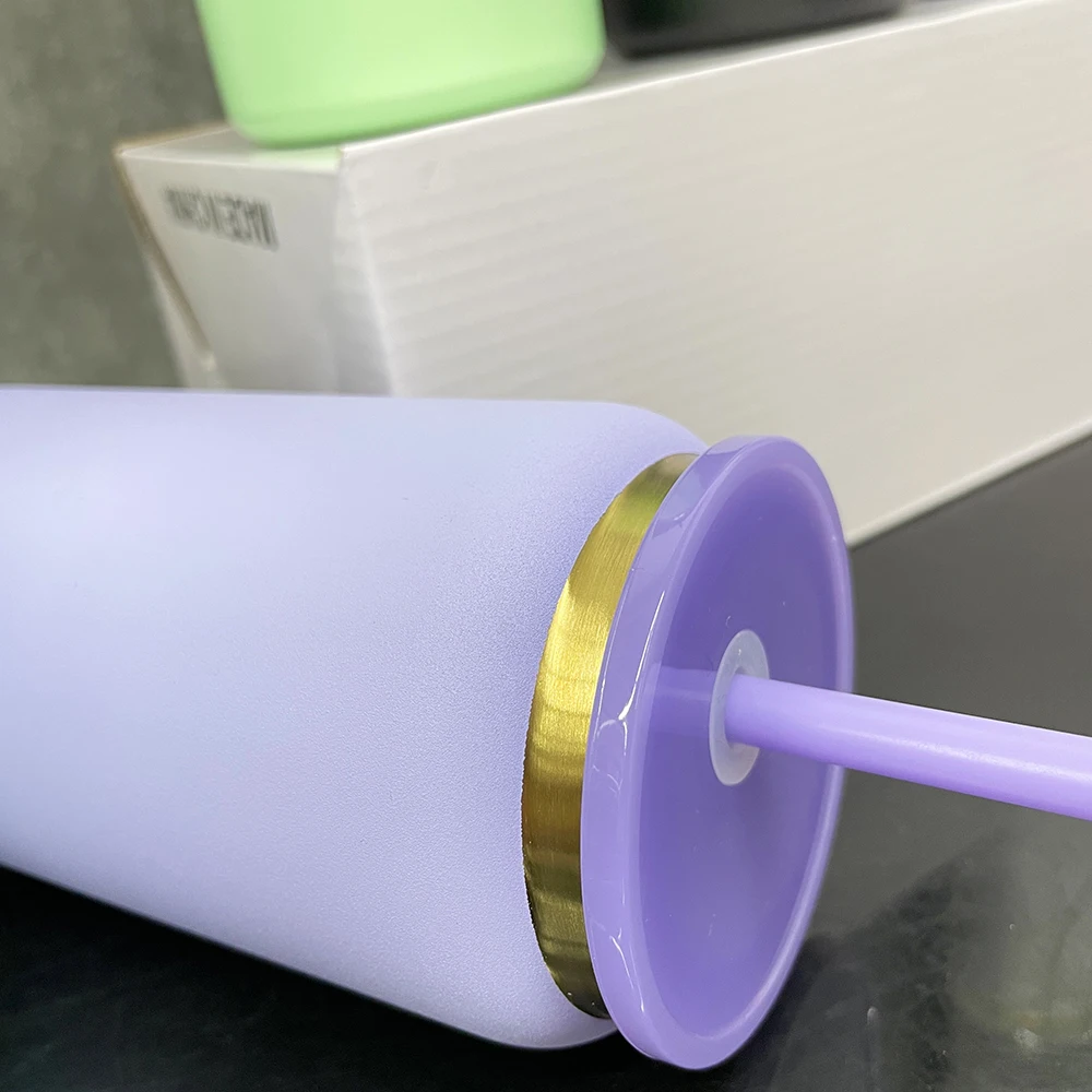 USA warehouse gold plated 16oz vacuum insulated stainless steel metal can cup for laser engrave keeps hot cold for hours