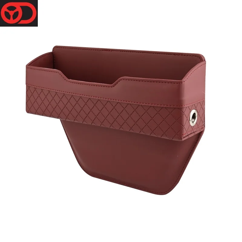 2023 Quees New Luxury Leather Car Seat Side Gap Filler Organizer Storage Box Car Organizer PU Leather Car Seat Slit Gap Pocket