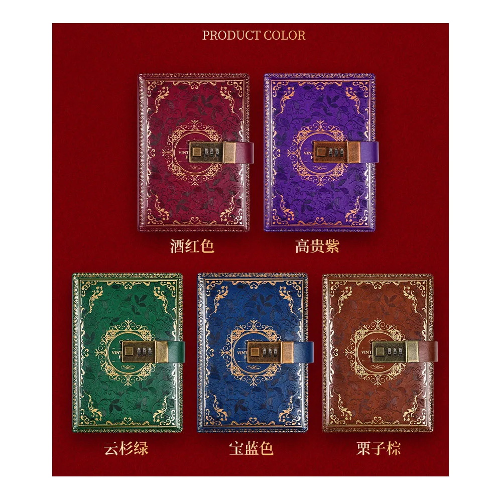 Diary With Lock Journal Gift Box Package Vintage PU Leather Diary With Lock Secrets Writing Locking Journals Diary