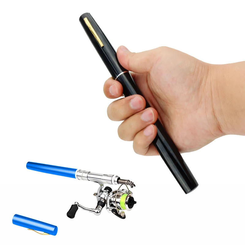 FISHGANG 1m 1.4m quality telescopic pocket mini fishing rod in pen case pen fishing rod and reel combo