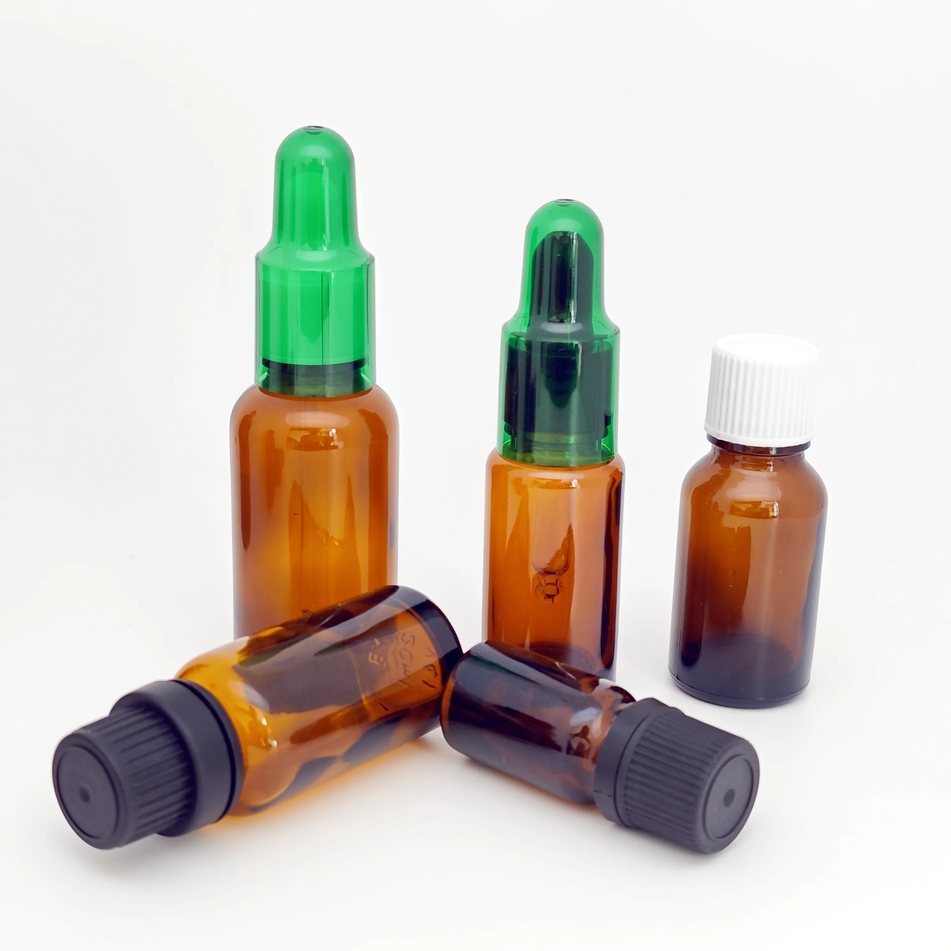 Amber  glass bottle for Essential Oil perfume oil bottle with black round screw tamper evident cap