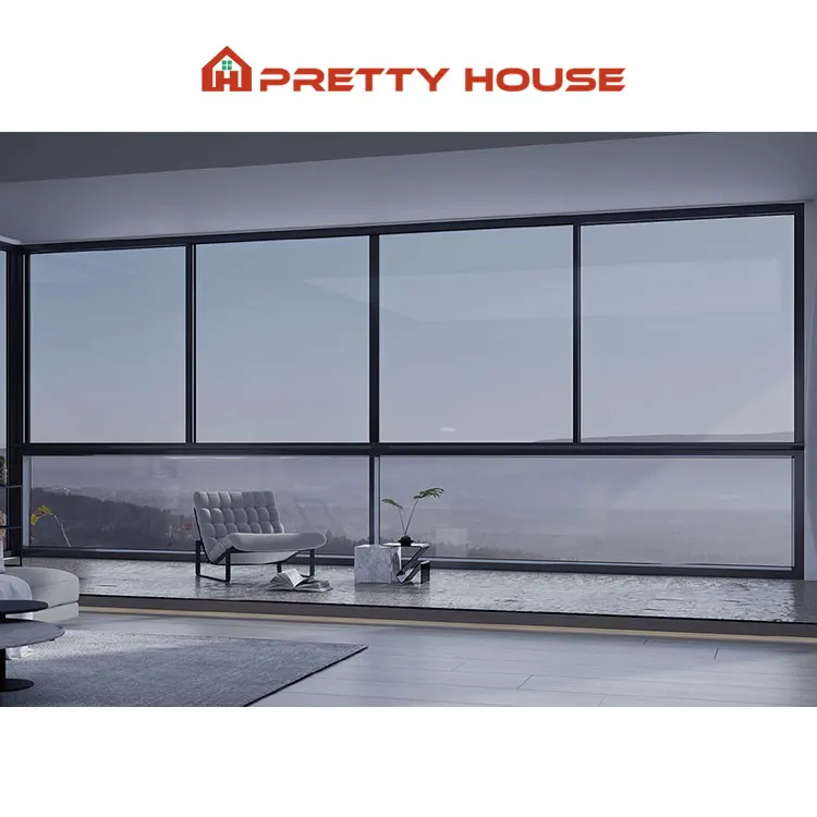 High Security Anti theft Three Panel House Sliding Window Design Residential Hotel Aluminum Double Glazed Window