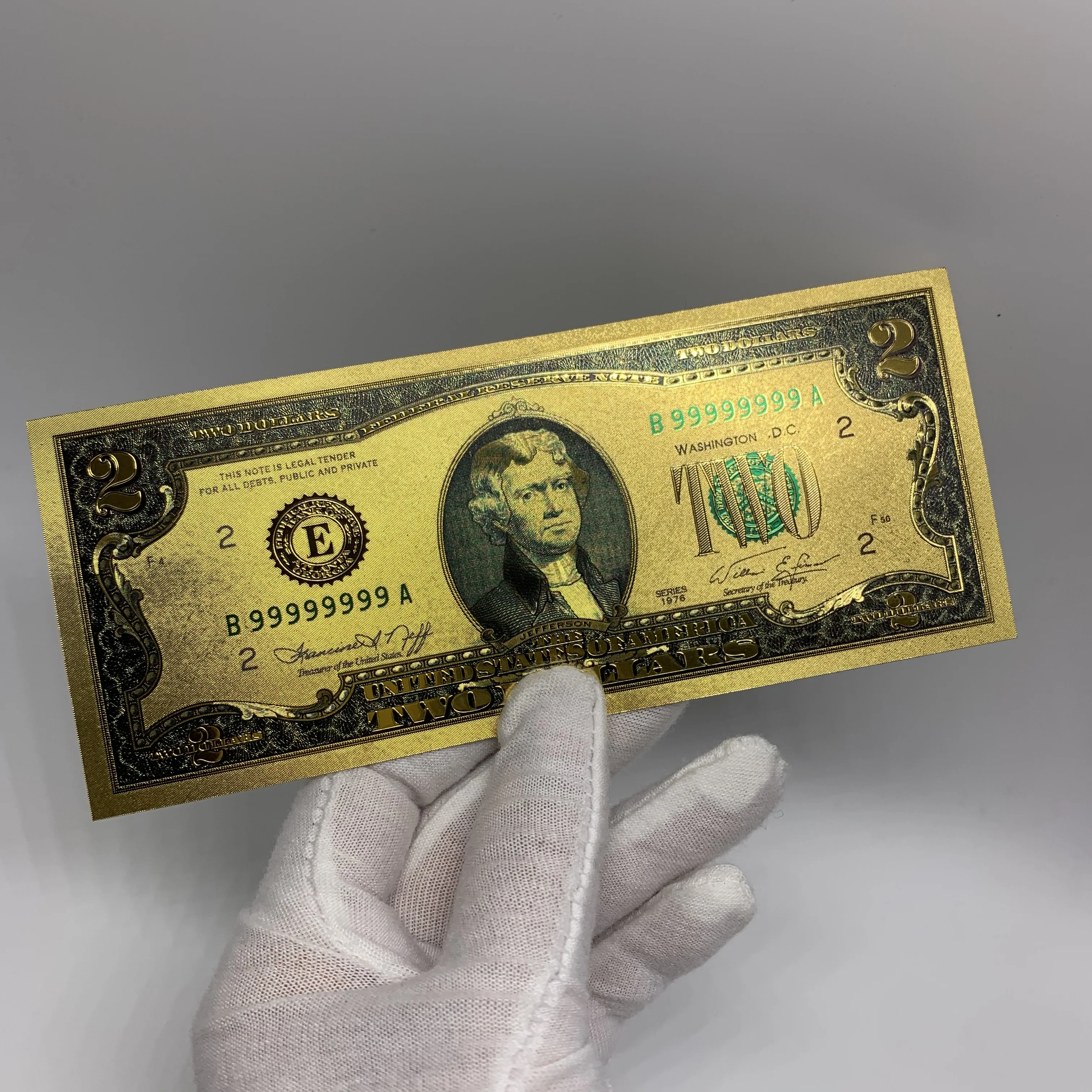 7-Piece Colorful Print US Dollar Bill Gold Foil Note Currency Money Banknotes