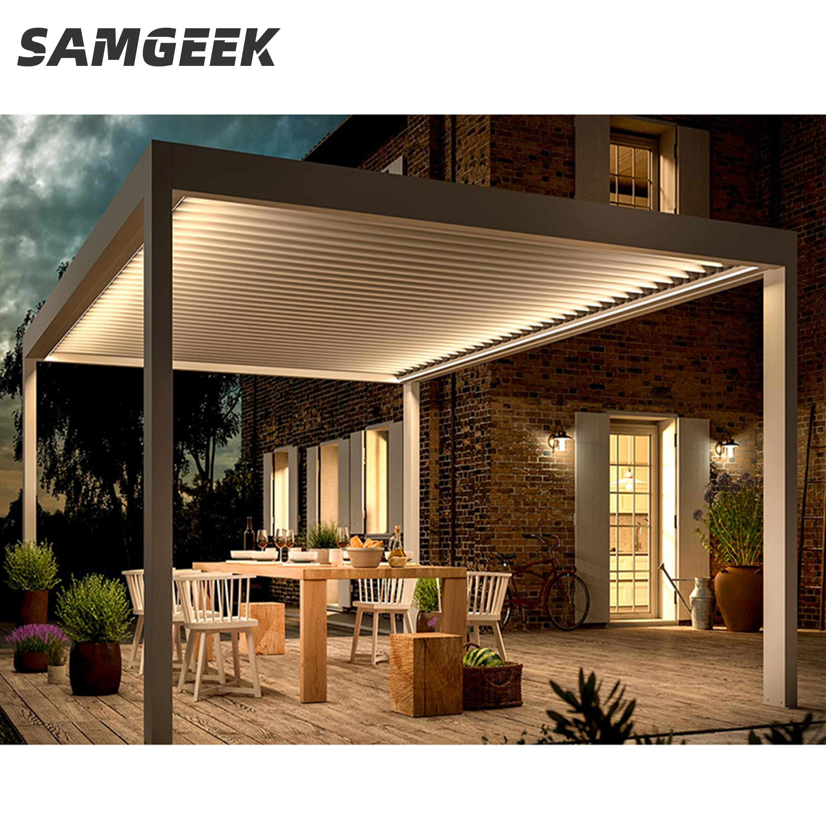 Latest design garden building bioclimatic aluminum pergola waterproof louvered aluminum pergola roof outdoor electric pergola