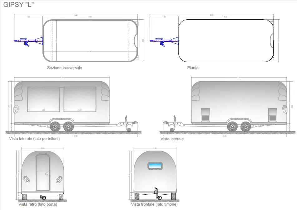 Italian 5x2m gas food truck mobile for baked and fried authentic Neapolitan pizza export street food
