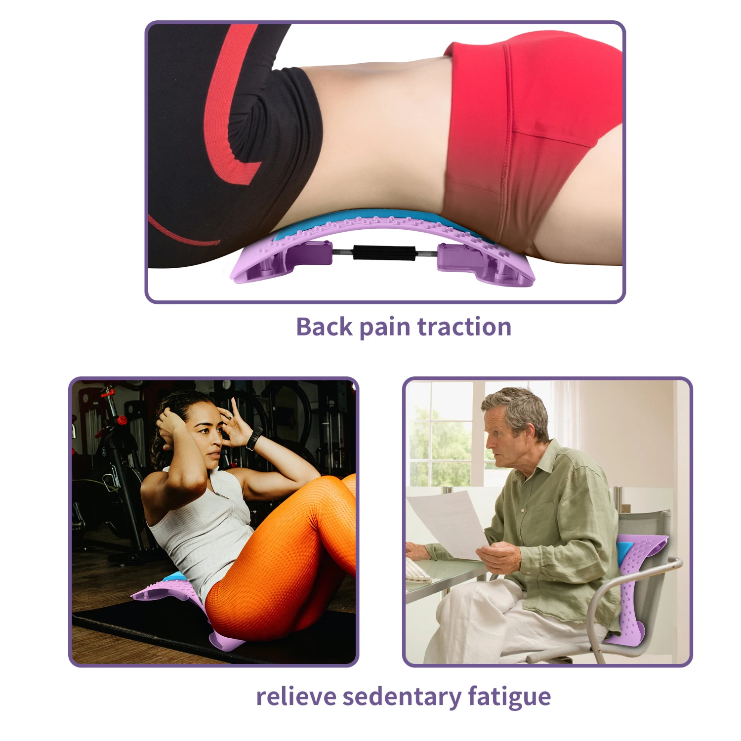 Back Stretcher Contiuously Variable Adjustable Back Massager for Lower Upper Back Pain Relief, Back Cracker for Bed & Chair &Car