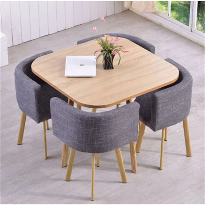 Nordic Wooden Round Dining Cafe Table Designs Small Space Saving Modern Dining Room Table Set With 4 Chairs