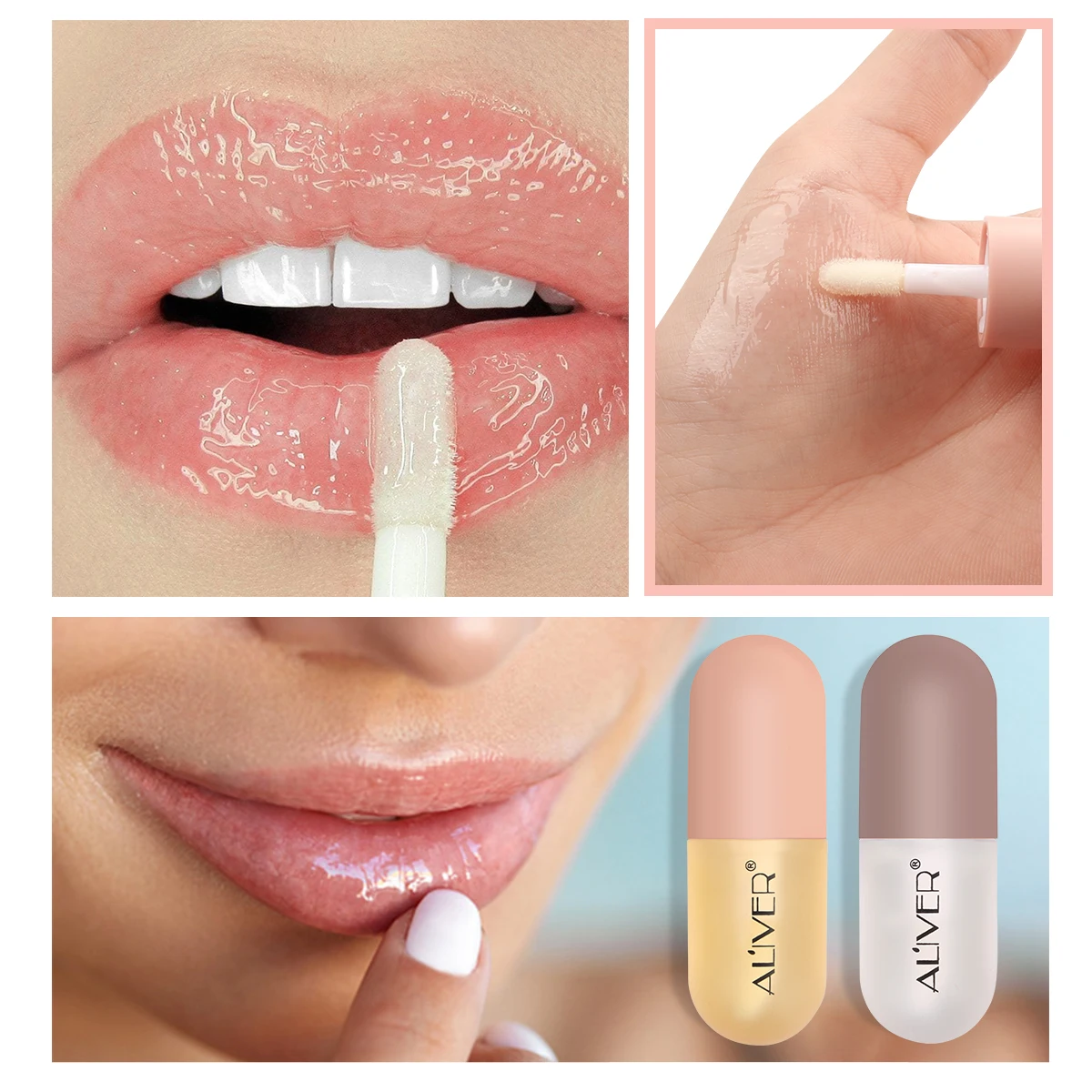 ALIVER 2 pack  natural lip plumping liquid is rich in ginger essential oil and vitamin E to make the lips more full  5.5ml