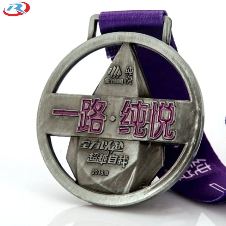 wholesale custom logo high quality antique gold plating award sports metal medal with ribbon