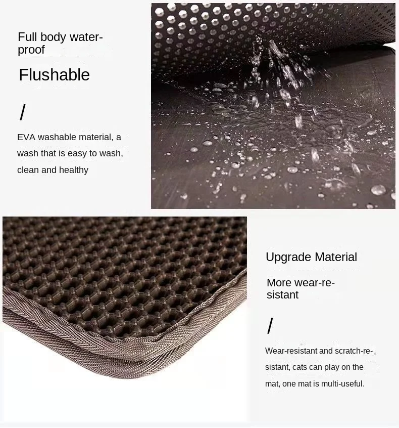 Double Layer EVA Large Diameter Cat Litter Mat Non-Slip Anti-Bacterial Pet Scratch Mat Accessory for Kitty Litter Box
