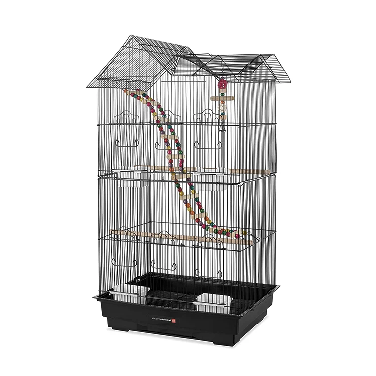 Indoor Outdoor Iron Bird Cage for Medium Parrot Lovebird Finch Parakeets Cockatiel With Removable Tray