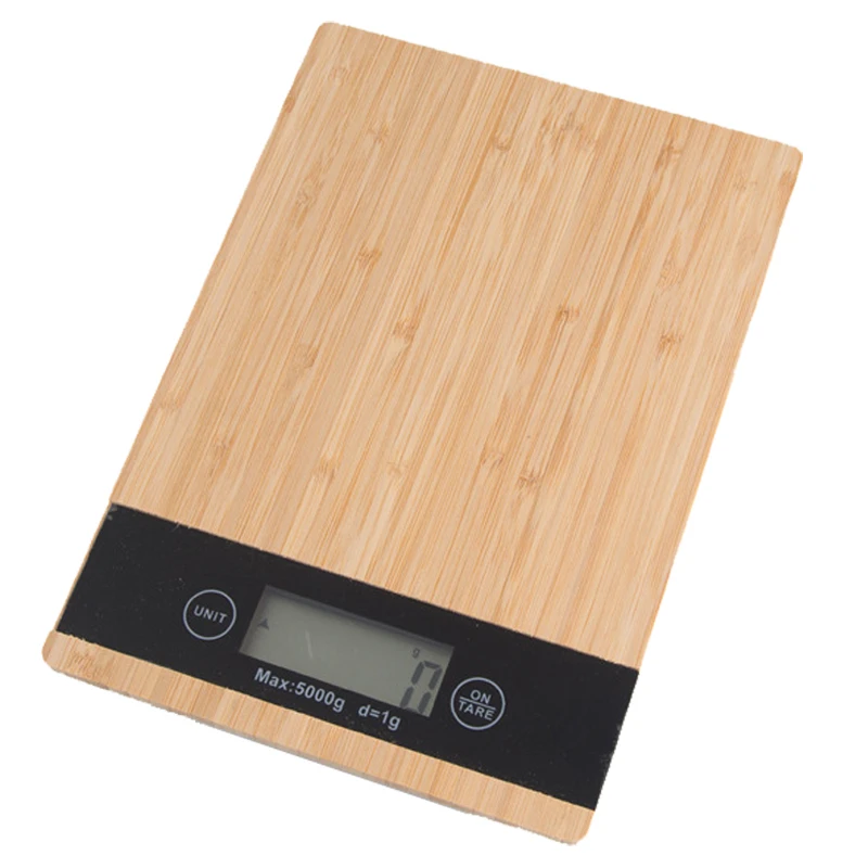 Электронные цифровые кухонные весы BST с бамбуковым ЖК-дисплеем для взвешивания еды, для приготовления пищи и выпечки