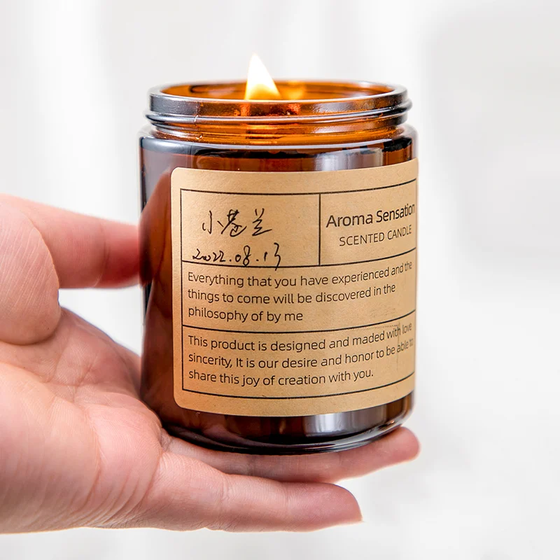 Wholesale 4oz  Amber Glass Candle Jars Scented Candle Making Glass Jar Round Candle Containers With Lid