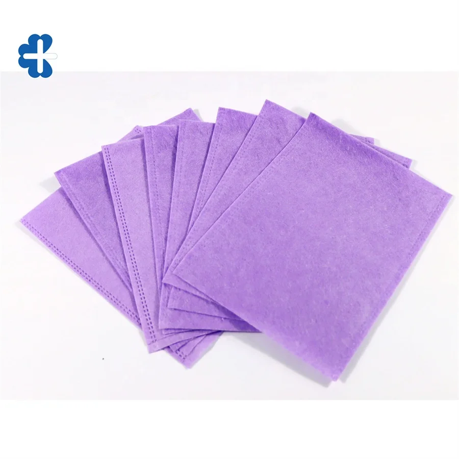 Purple Color soft Disposable Non Woven Molton Washing Gloves To Cleaning Patient Body