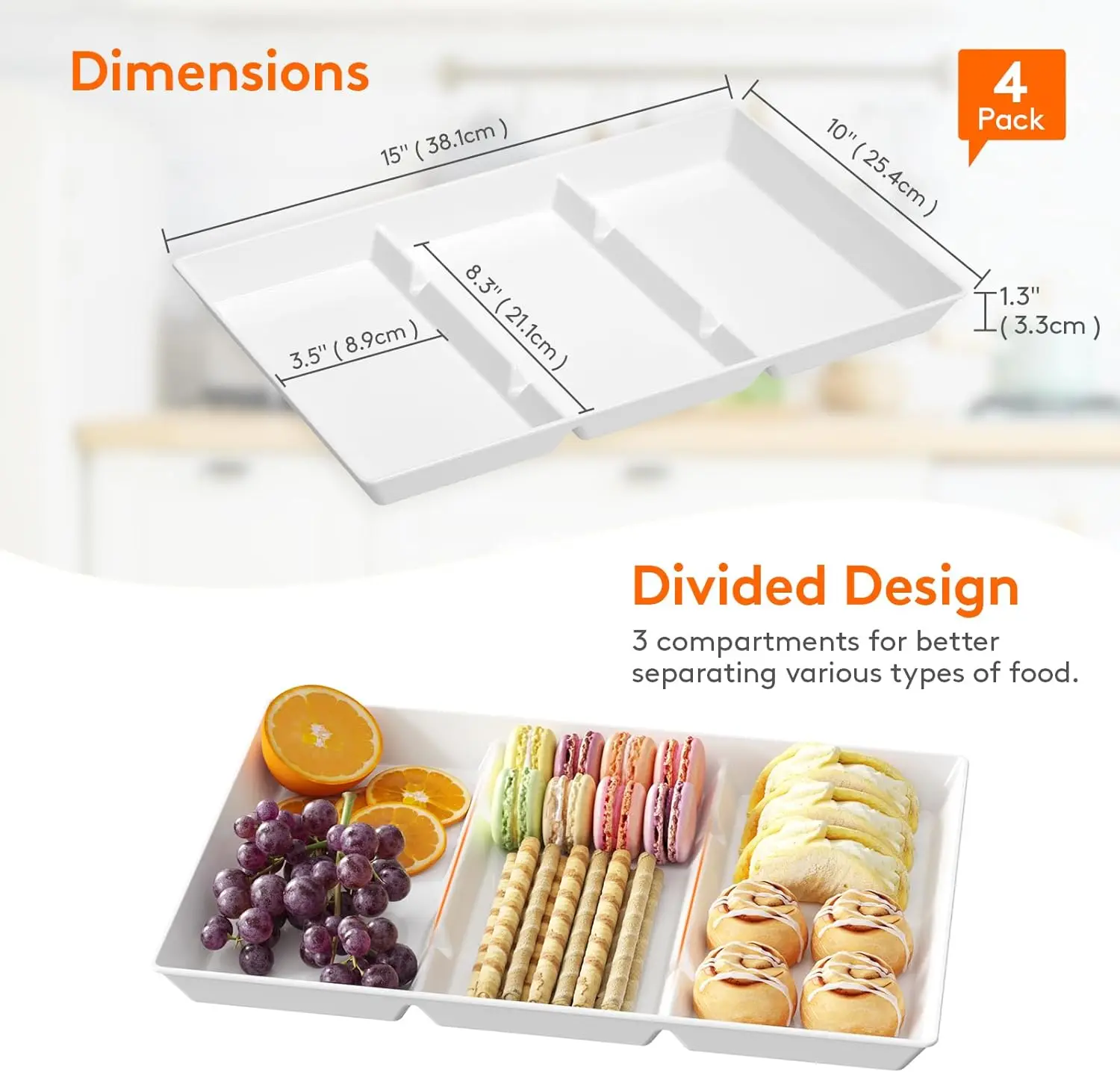 Customizable Tray Divided for Party Supplies Christmas Plastic Platters plates for Snack Fruit Cookies Desserts