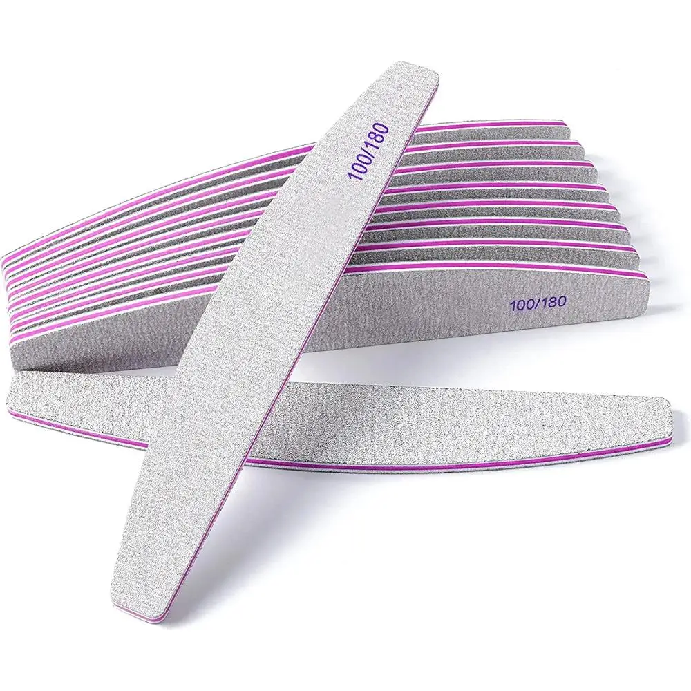 Nail File Professional Nail Files Reusable Double Sided Emery Board(100/180 Grit) Nail Styling Tools for Home and Salon