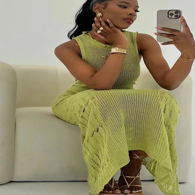 Fashionable Elegant O Neck Printed Long Sleeve Casual Midi Dresses Women