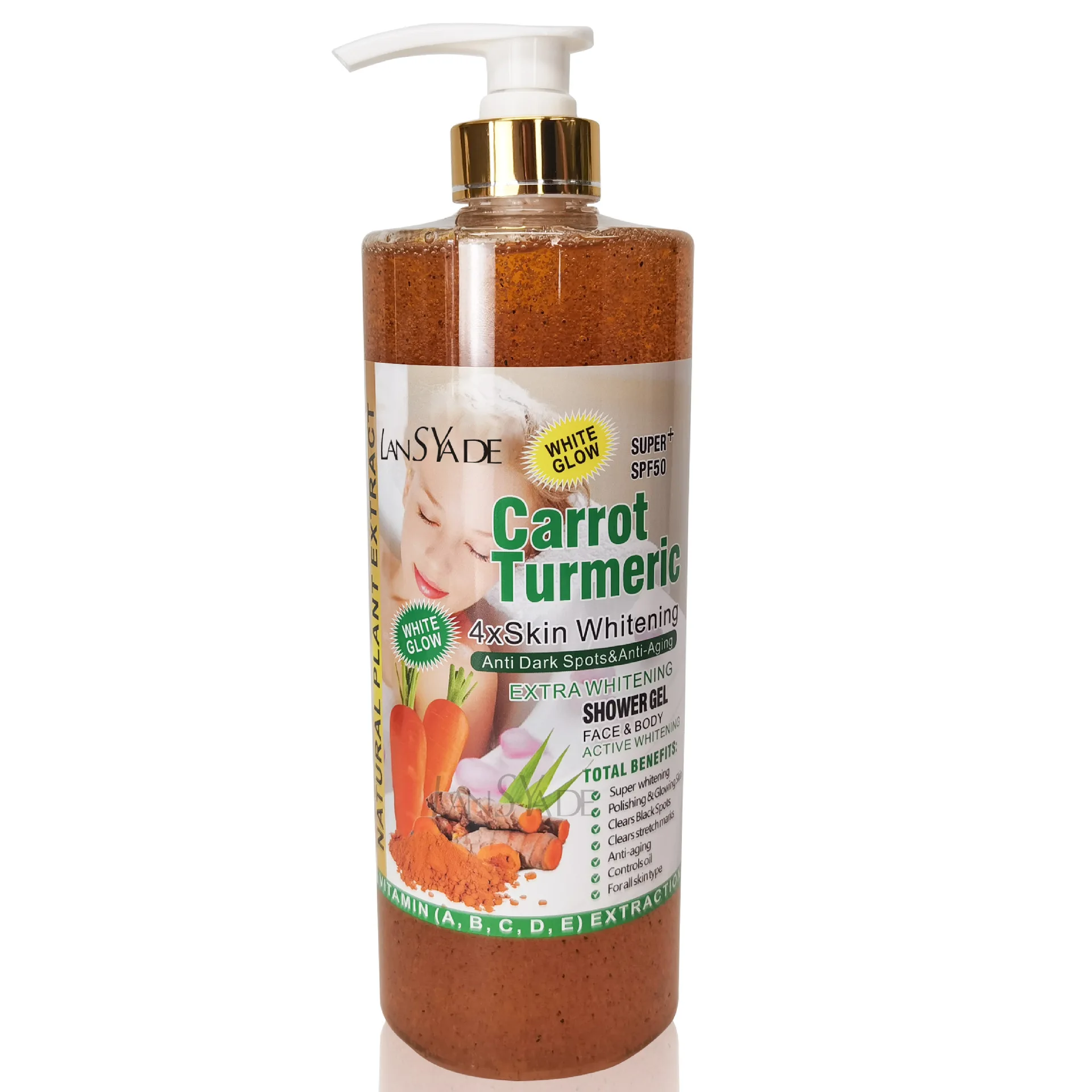 Hot sale Private brand 1000ml brightening Body Wash turmeric Acid Lavender Moisturizing Whitening Kiwi Body wash