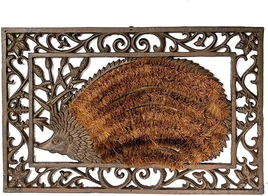 Cast Iron Hedgehog Door Mat with Coconut Liner country style antique iron foot mat Outdoor Garden Rug non-slip doormat