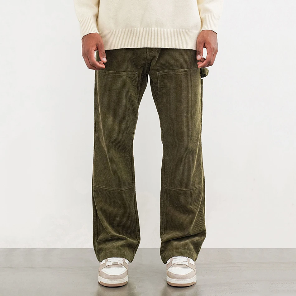 Dongguan City Streetwear Men Custom Loose Cotton Stacked Carpenter Corduroy Cargo Pants