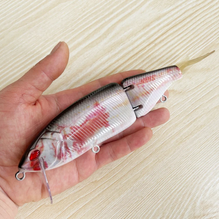 2 Jointed Bait Shad Glider Swimbait Fishing Lures 165mm 6.5inch 60g 2oz Hard Body Red Mullet Colour OEM Customizable ABS Plastic