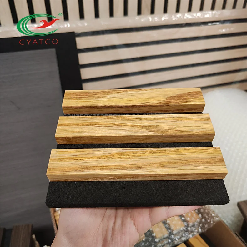 CYATCO High Density Decoration Slat Fluted Great Wall Walnut Solid Wood Grilles Panels for sound proof studio