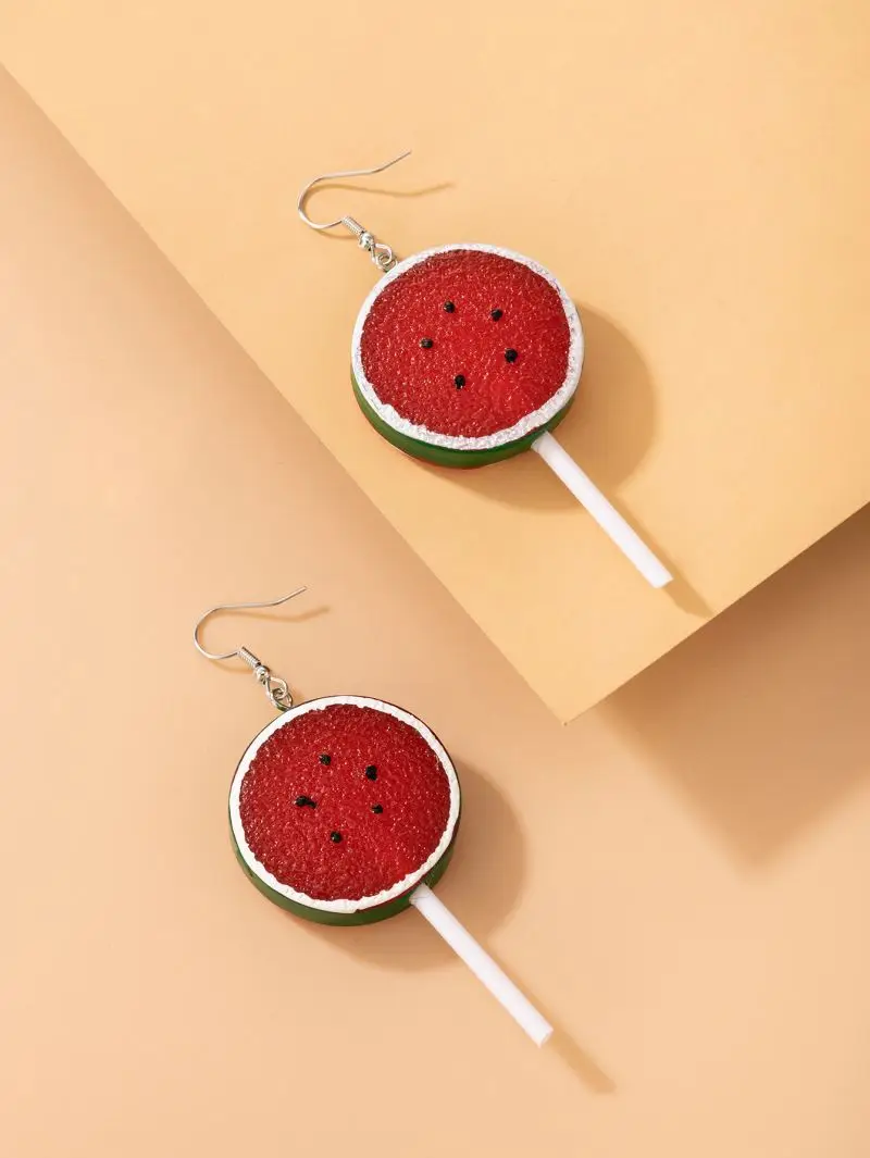 2022 new  fashion  amazon top seller alternative jewelry lemon lollipop resin ear hooks watermelon fruit drop dangle earrings