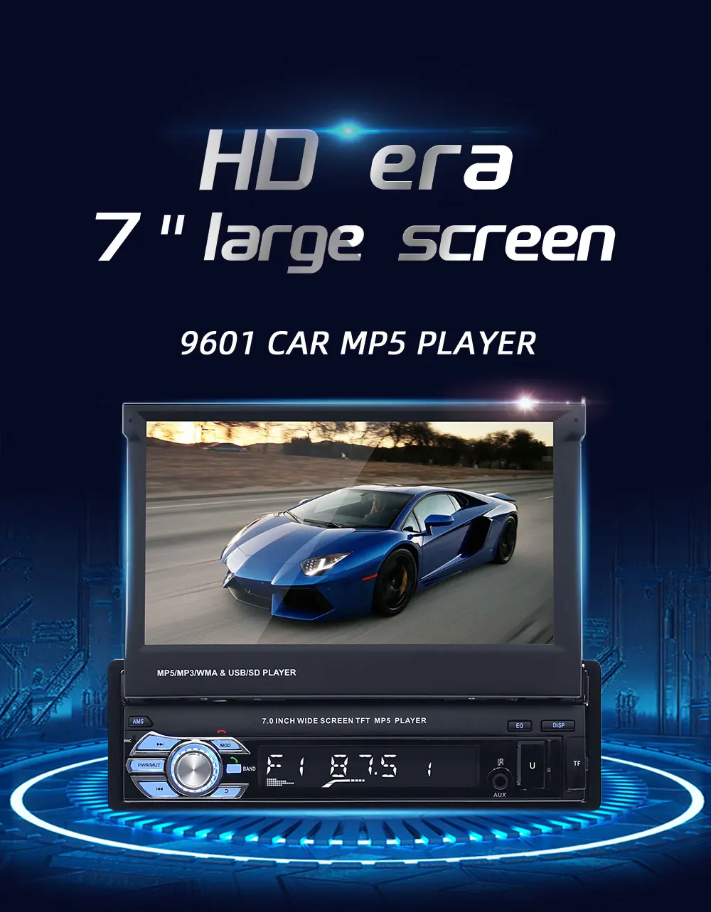 Factory Direct Sale 1 Din 7 Inch 12V Audio With BT Car mp5 player For Universal Car Stereo Support Rear View Camera