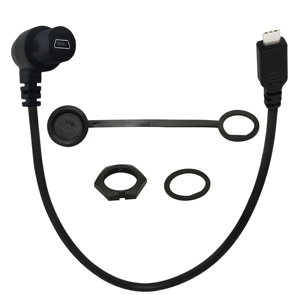 Угол наклона Mini 5P USB-B кабель к USB C Type-C панель данных удлинитель Type для автомобиля грузовик лодка мотоцикл приборная