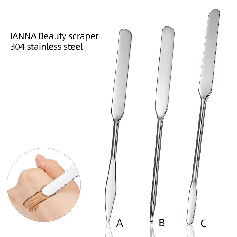 Free Custom Logo 304 Stainless Steel Cosmetic Makeup Spatula Foundation Mixing Stirring Tool Rod Cosmetic Spatula