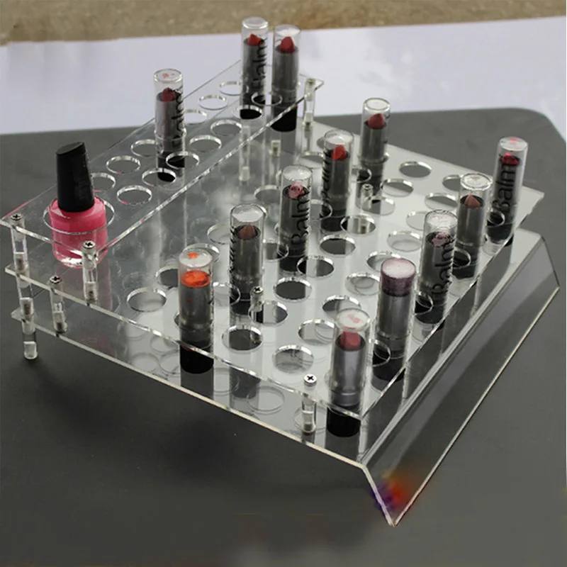 2020 custom clear 3 tiers cosmetic store shop pmma plexiglass acrylic lip gloss lipstick display stand holder lipgloss display