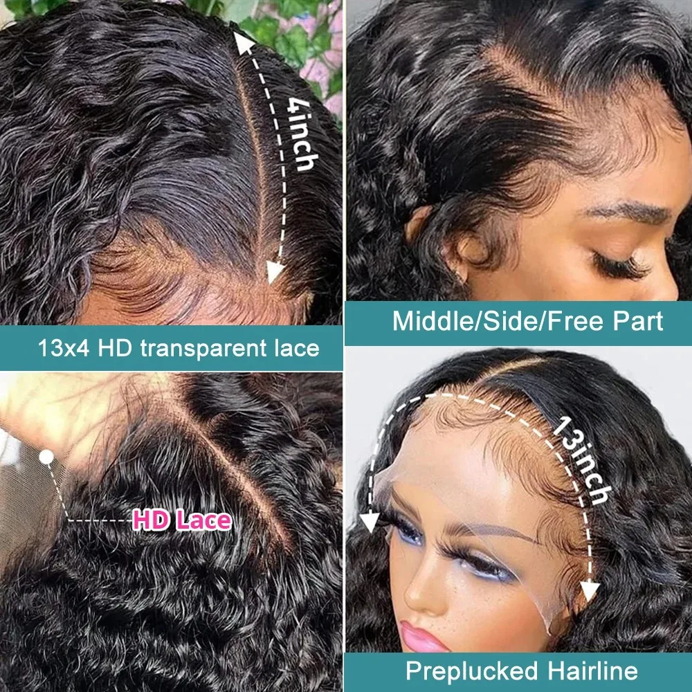 Wholesale 180% 250%  Density Curly Wave HD Lace Human Hair Wigs for Black Women Brazilian Virgin Hair Lace Front Wig Baby Hair