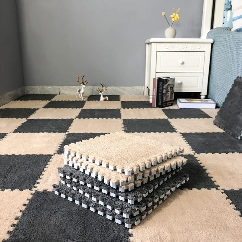 2024 Carpet Floor Rug Plush Foam Mat EVA Baby Crawling Soft Warm Carpet Puzzle Mat Washable Soft Mat