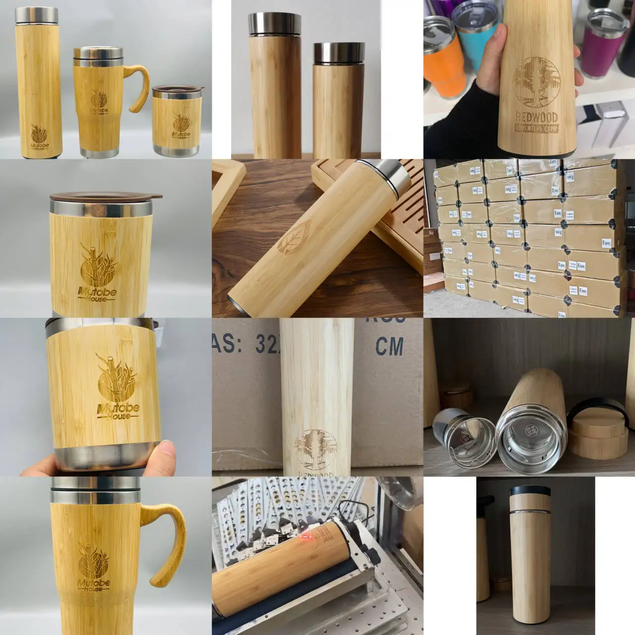 Tea infuser bamboo bottle water natural flask insulate vacuum stainless steel bamboo water bottle with different lid