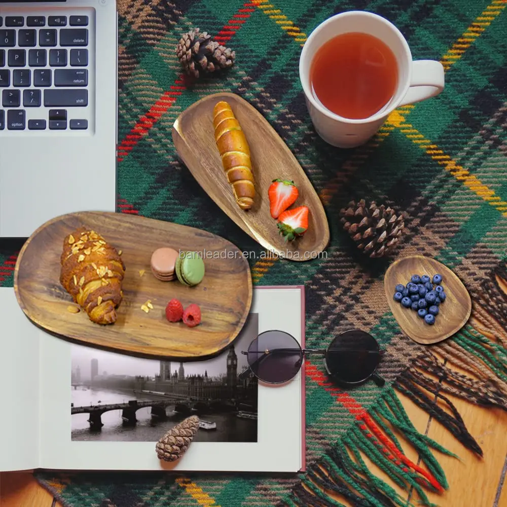 Wooden Irregular Gongfu Serving Tray Set Chinese Tea Pot Cup Set With Tray Infuser Heavy Bamboo Tea Tray Dishes Dinner Plate Set