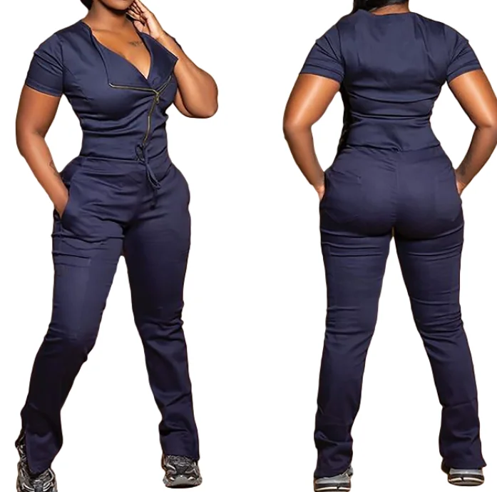 Top Quality Nurses Medical Uniforms Breathable Stretchable Zip Scrubs Suit Uniforms Women Scrubs Set Nursing Hospital Uniform