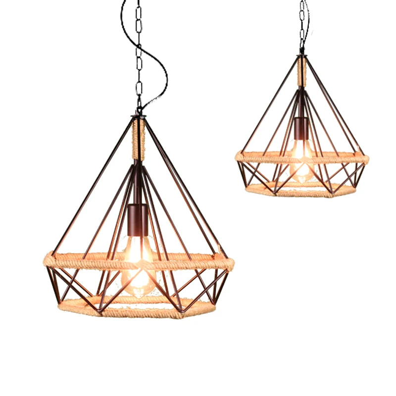 2021 Modern Metal Cage Pendant Lamp Vintage Plating Rose Gold Birdcage Creative Hanging Lamp For Restaurant Living Room