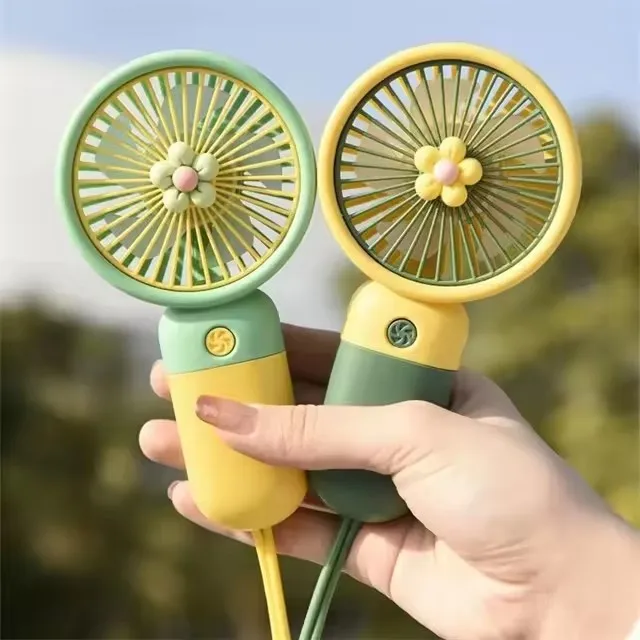 2024 Mini cute Portable Handheld Fan Rechargeable Summer Cooling Fan Pocket Size Low Noise Small Electric Fan For Student