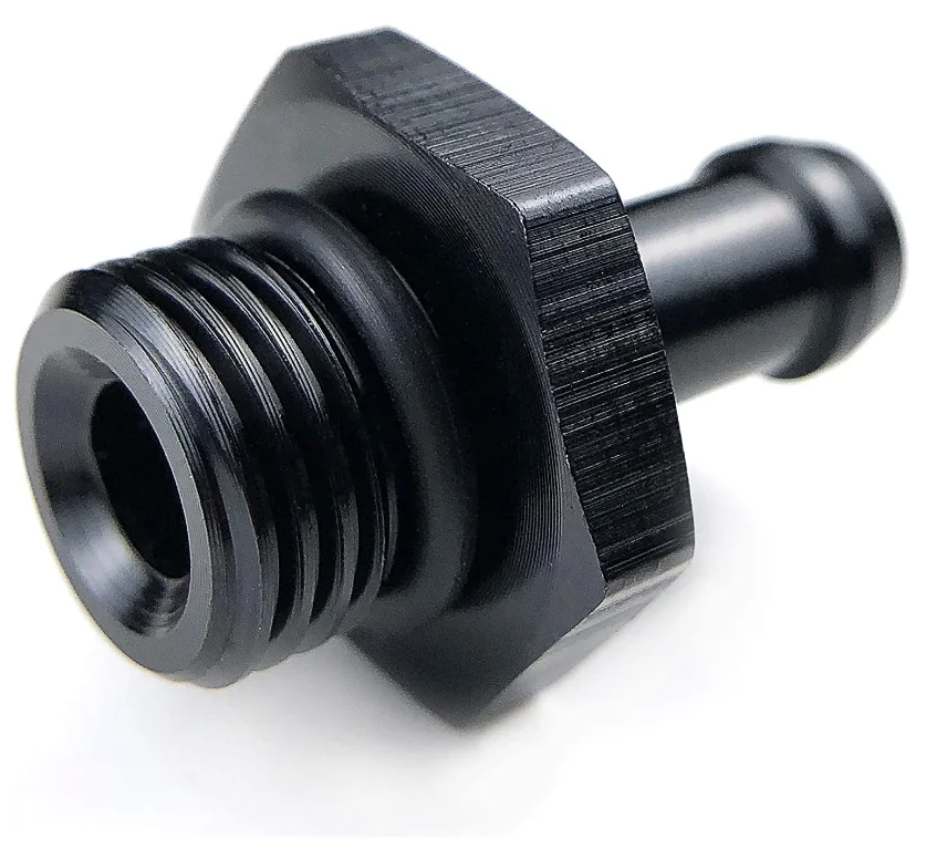 6 AN Male to 5/16 Hose Barb Fitting 6AN O-ring Seal Boss Fuel Oil Line Adapter with AN6 ORB Washer Aluminum Black Anodized