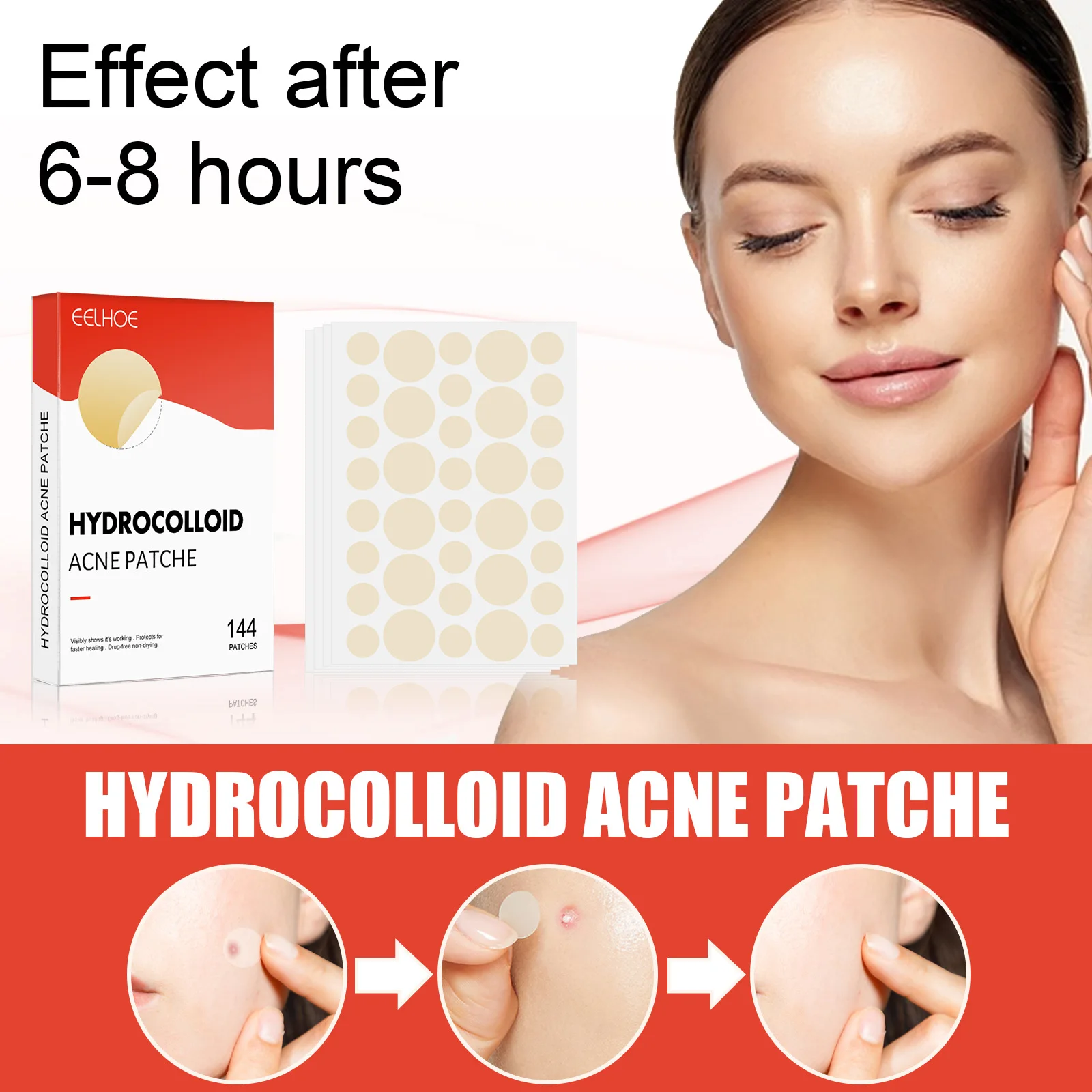 Safe skin protection and effective skin cleaning good quality hydrocolloid 144pcs/box acne patch
