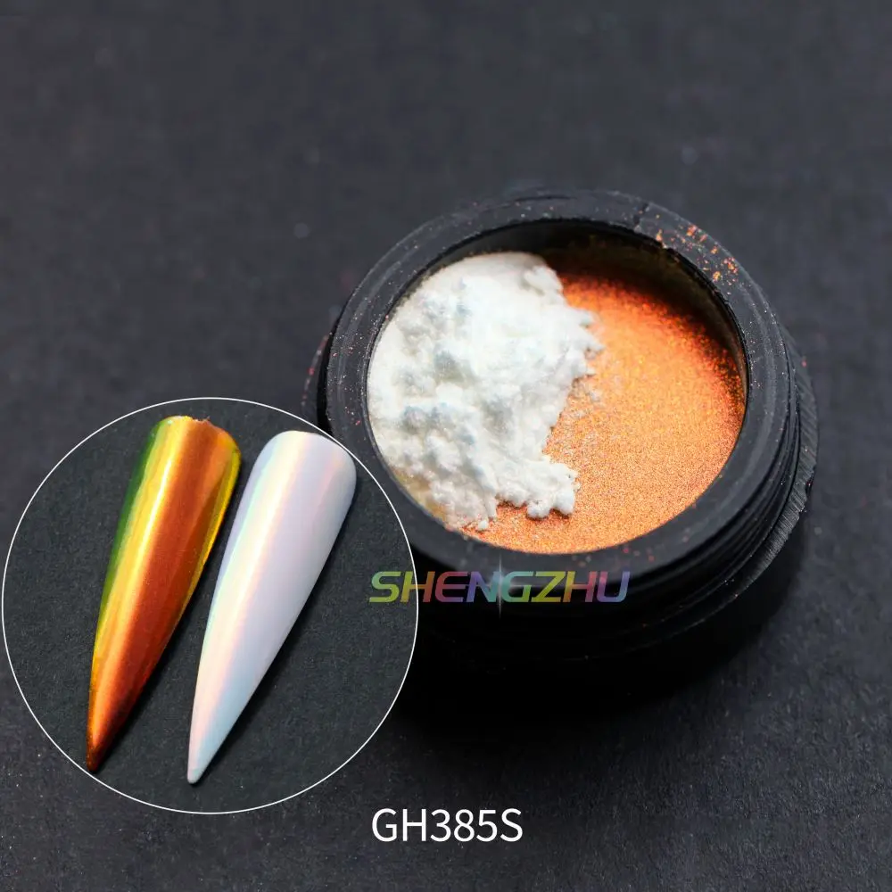 new arrival GH38 series nail chrome transparent aurora mermaid duochrome chameleon pigment powder loose powder