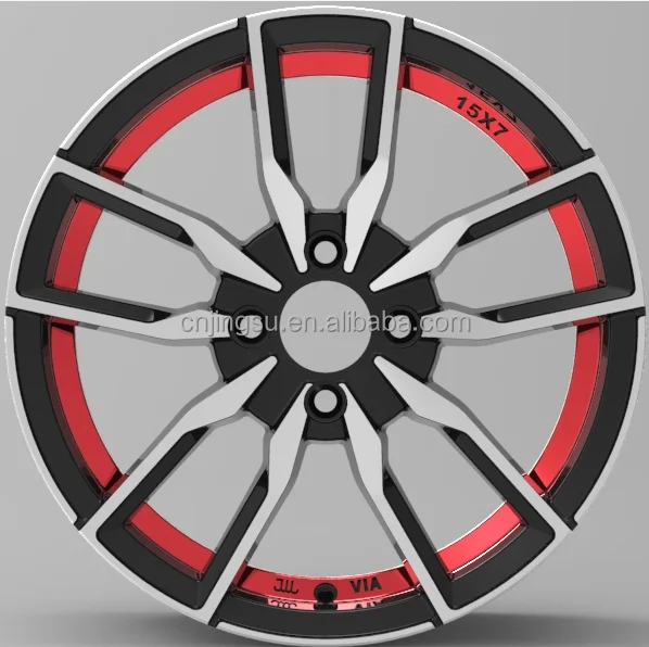 
Hot Selling New Design15x7 4x100 CB 73.1 Red Line Milling Spokes Car Aluminum Alloy Wheels Rims 