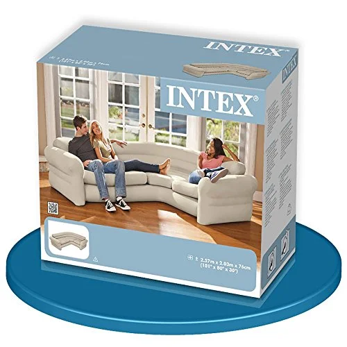 INTEX 68575 Plush Velvet Surface Outdoor Indoor Home Portable Inflatable Furniture Sofa Inflatable Corner Sofa