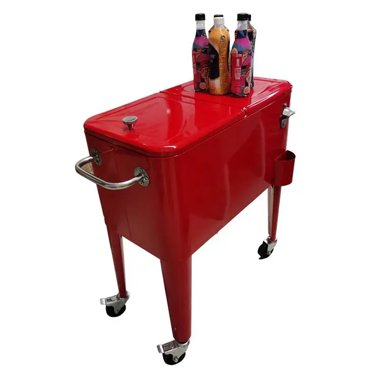 Summer Cooler Cart Ice Cooler Box Outdoor Weagon Movable 60QT Party Wine Custom Waterproof Cooler Tote Bag for Outdoor Sports