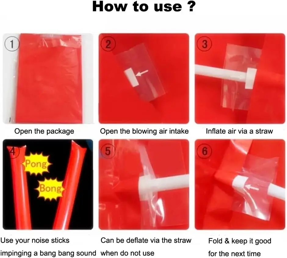 Custom Printed Inflatable Toy Noisemakers Sports Fan Noise Maker Bam Bam Thunder Cheering Sticks