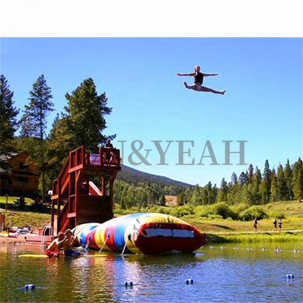 Lake sport Game PVC floating jump pillow inflatables waters catapult  inflatable water blob