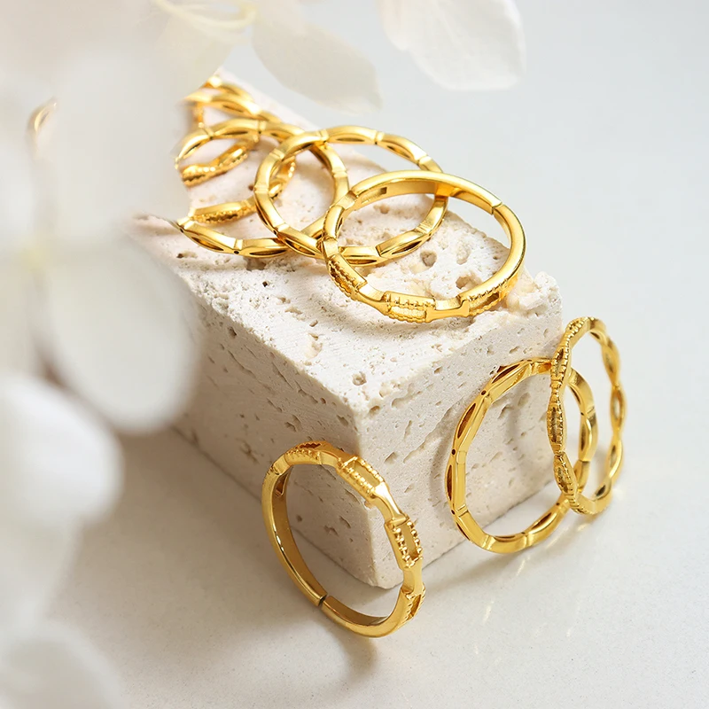 Wholesale hollow folded rings Versatile stainless steel ring