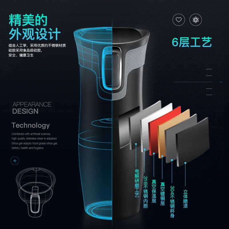 Custom logo Stainless steel car coffee vacuum flask travel mug water bottle double wall tumbler cups with automatic lid