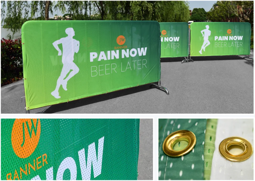 Outdoor 1m X 2m Barricade Cover Road Barricades Crowd Barrier Covers Custom Branded Cafe Barriers